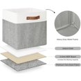 thumbnail image 5 of 13x13 Inches Storage Cube, Fabric Storage Bins with PU Handles, Collapsible Organizer Baskets for Closet, Gray and White, 4-Pack, 5 of 13
