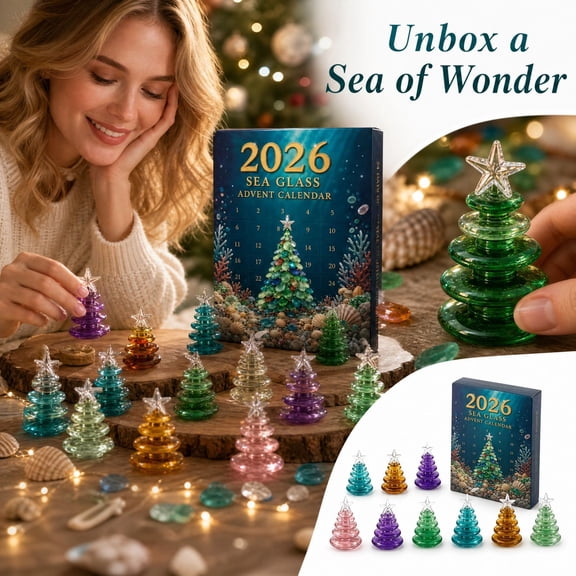 2026 Advent Calendar for Adults Featuring 24 Coastal Themed Boxes, Surprise Gift Box Set for Beach Decor Enthusiasts, Christmas Advent Calendar Countdown with Sea Glass Tree