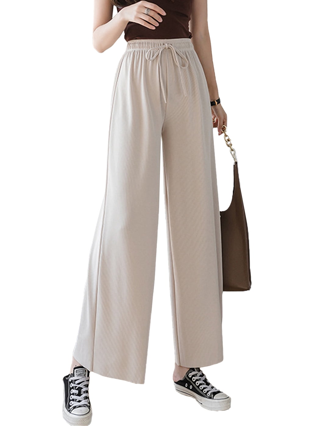 Women's Casual Loose Wide Leg Crop Sweatpant Pull On Dress Pants -  Walmart.com