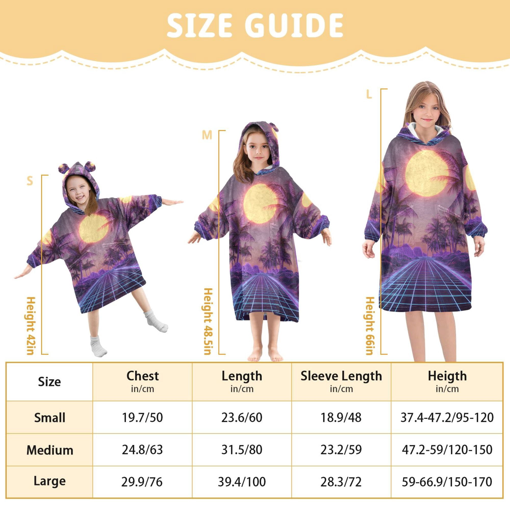 FORMRS Wearable Blanket Hoodie with Sleeves for Kids Cozy Flannel Sweatshirt, Night Purple Road