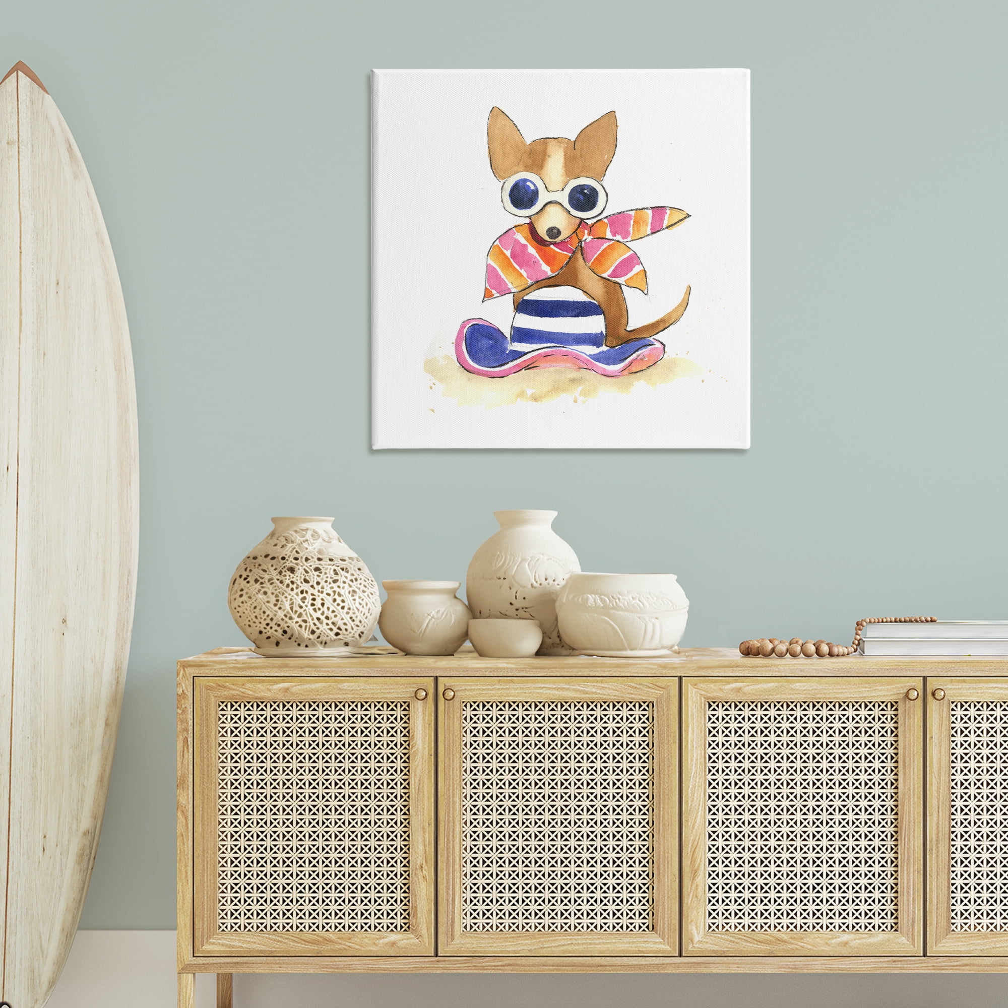 Stupell Industries Sandy Dog on Beach Animals Painting Wrapped Canvas Art Print Wall Art, 36 x 36