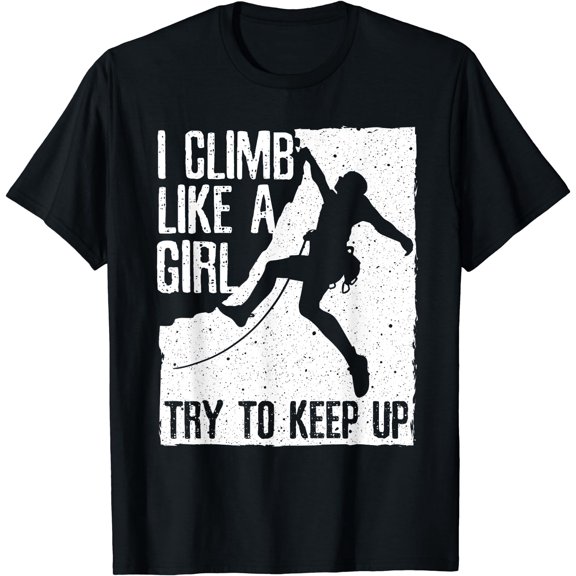 Cool Rock Climbing Design For Women Girls Kids Climb Lovers T-Shirt Black Large