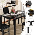 thumbnail image 2 of AWQM 5-Piece Glass 4 PU Leather Chairs Dining Table Set, Black, 2 of 9