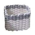 thumbnail image 4 of Cesta decorativa tejida en macramé, cesta organizadora multiusos para estanterías y armarios. Gris blanco, 4 of 6