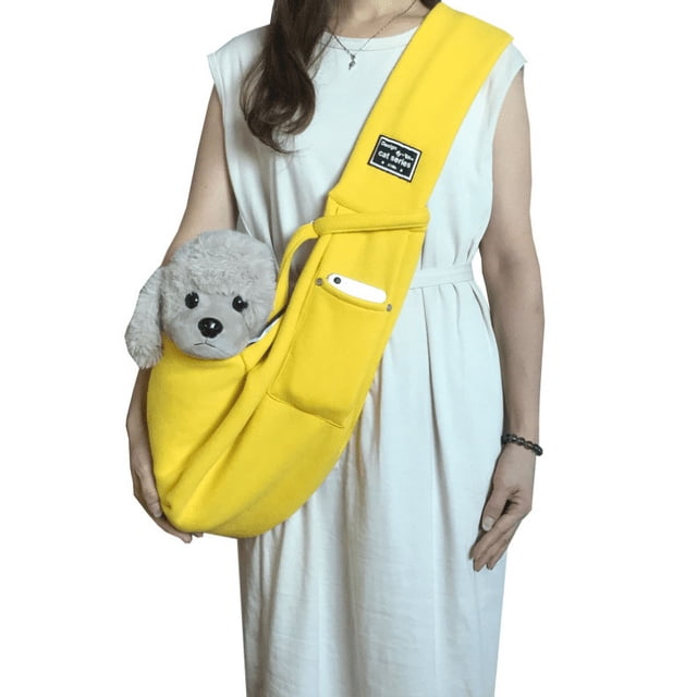 Bolsa transportadora para gatos/perros, bandolera para perros con un solo hombro y bolsa transportadora para mascotas con bolsillo para teléfono móvil, color amarillo brillar Electrónica
