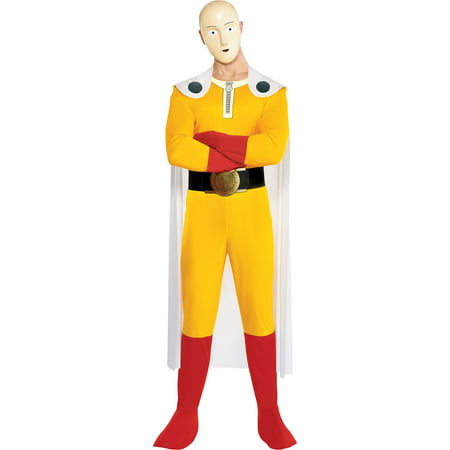 Party City One Punch Man Halloween Costume for Adults, X-Includes Jumpsuit, Cape, Mask, Glove, and