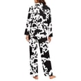 thumbnail image 3 of SEANATIVE Cow Print Womens Button Up Pajama Sets Size M Long Sleeve Women Pajamas Womens Button Up Pajamas Set of 2 Ladies Fall Winter Loungewear Set Jogger Outfits, 3 of 7