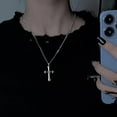 thumbnail image 2 of Fashion Women Shiny Heart Zircon Cross Pendant Necklace Classic Simple Unisex Clavicle Chain Punk Hip Hop Party Jewelry, 2 of 6