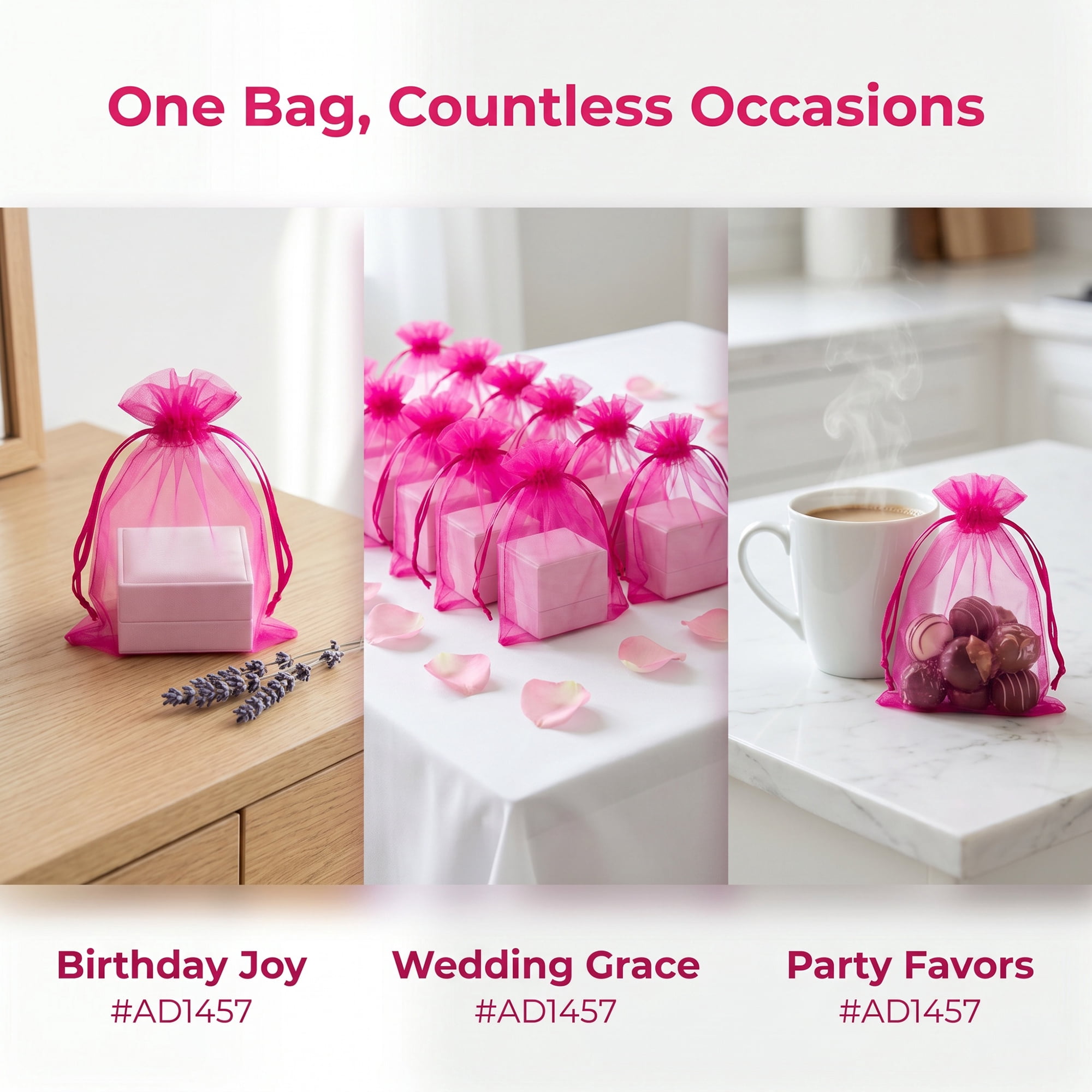 Unique Bargains Multi-Purpose Gift Bags with Handles for Events Rose Red 3.9" x 5.9"
