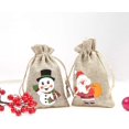 thumbnail image 4 of Bolsos de Lino Ccinee de Navidad de 36 unidades con cordones, bolsas de regalo de arpillera de Navidad con doble yute, 4 diseños de muñeco de nieve, Santa Claus, Pengu Feliz Sencillez, 4 of 5