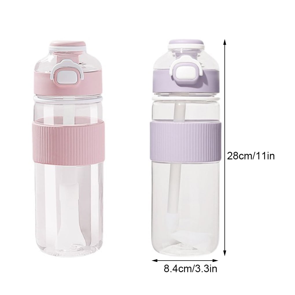 Moudou Lilac Purple Floral Water Bottle with Straw Lid, 32oz Leakproof  Clear Plastic Sport Water Bottle for Gym, Hiking, School
