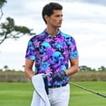thumbnail image 3 of Rateoe Flower Happy Skull Pattern Men's Short Sleeve Polo Shirts, Golf Polo Shirts Short Sleeve Performance Moisture Wicking Dry-4X-Large, 3 of 6