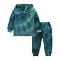 thumbnail image 2 of Mercatoo Toddler Girls Boys Sweatshirt 2PCS Pullover Hooded Kids Long Sleeve Tie Dye Sweater & Pants Outfits Set Fall Clothes, 2 of 8