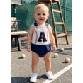 thumbnail image 6 of BemeyourBBs Newborn Baby Boy Baseball Outfit Baby Boys Summer Clothes One Piece Romper Overalls 0 3 6 12 18 Months Cute Letter Embroidery Sleeveless Square Neck Bodysuit Jumpsuit Playsuit, 6 of 9