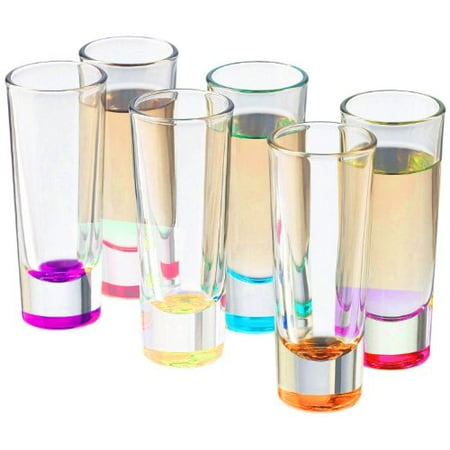 Palais Glassware Heavy Base Shot Glass Set (Set of 6) 2 Oz. (Bottom Colored)