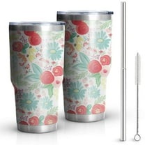 30oz Pioneer Flower Tumblers Stainless Steel Tumbler with Lid and Straw,Vacuum Insulated Double Wall Travel Tumbler Cups Mug with Cleaning Brush for Coffee,Tea