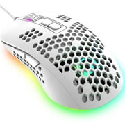 Mini Ultralight Wired Gaming Mouse,4 Kinds RGB Backlit,2400DPI 4 Levels Adjustable,Lightweight Honeycomb Shell Mice for PC Gamers,Xbox,PS4(White)