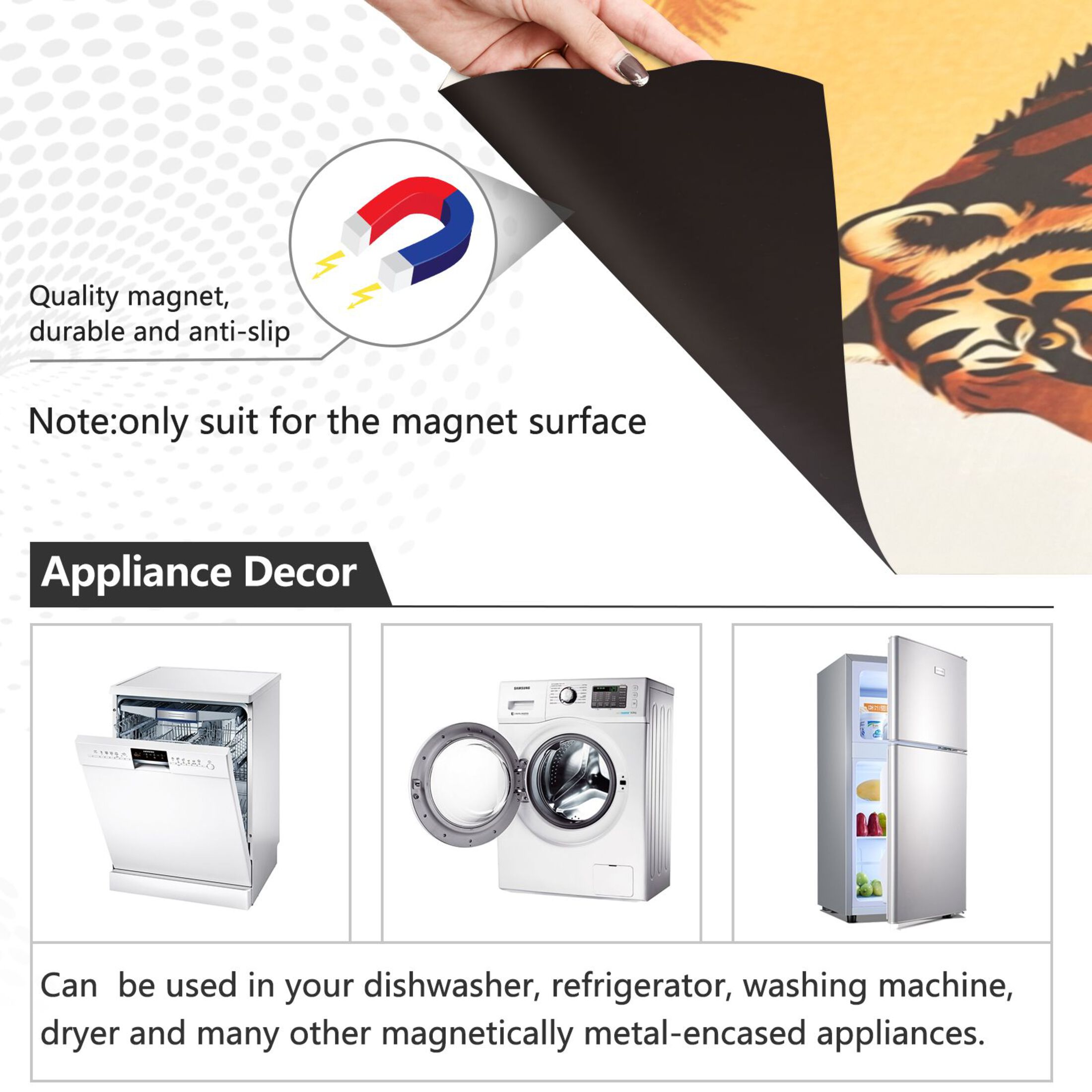 Dishwasher Magnetic Sticker 23x26 Inch Refrigerator Magnetic Sticker Washing Machine Magnetic Sticker Kitchen Panel Magnetic Sticker Home Decor Beautiful Sunset Tiger