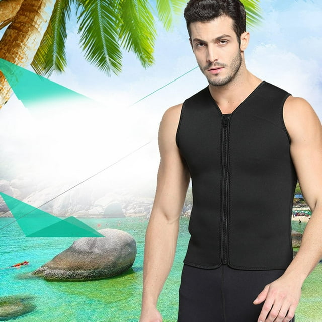 Chaqueta de hombre de 3 mm de neopreno de surf Chaleco de buceo Sin Secado Negro Swim Cremallera frontal térmica , l L Baoblaze chaqueta de neopreno