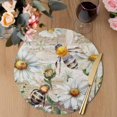 thumbnail image 3 of Summer Botanical Round 15 Inch Placemats Set of 4, White Daisy Botanical Bee Rustic HeatResistant Non Slip Place Mats for Dining Table, Wipeable Braided Kitchen Table Mats for Housewarming, 3 of 9