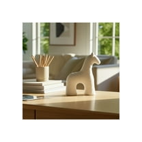 Decorative Horse Figurine - Textured Pottery & Cement Sculpture - Modern Casual Home Accent for Living Room, Bedroom, Office & Shelf Decor - 7" White