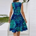 thumbnail image 5 of Boho Dresses For Women 2025, Casual V Neck Sleeveless Floral Tunic Tank Midi Dress Cocktail Beach Vacation Dark Green Dress Maxi Seniors Casual Dresses Cocktail Dresses Maxi (S, Navy) ZMTing, 5 of 5