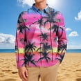 thumbnail image 4 of Donemore Men's Hawaiian Print Shirt Long Sleeve Notched Lapel Button Down with Pocket Beach Vacation Casual Style, 4 of 7