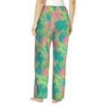 thumbnail image 3 of Naloa Colorful Palm Leaves Print Women’s Ultra-Soft Comfy Pajama Lounge Pants with Pockets & Drawstring, 3 of 8