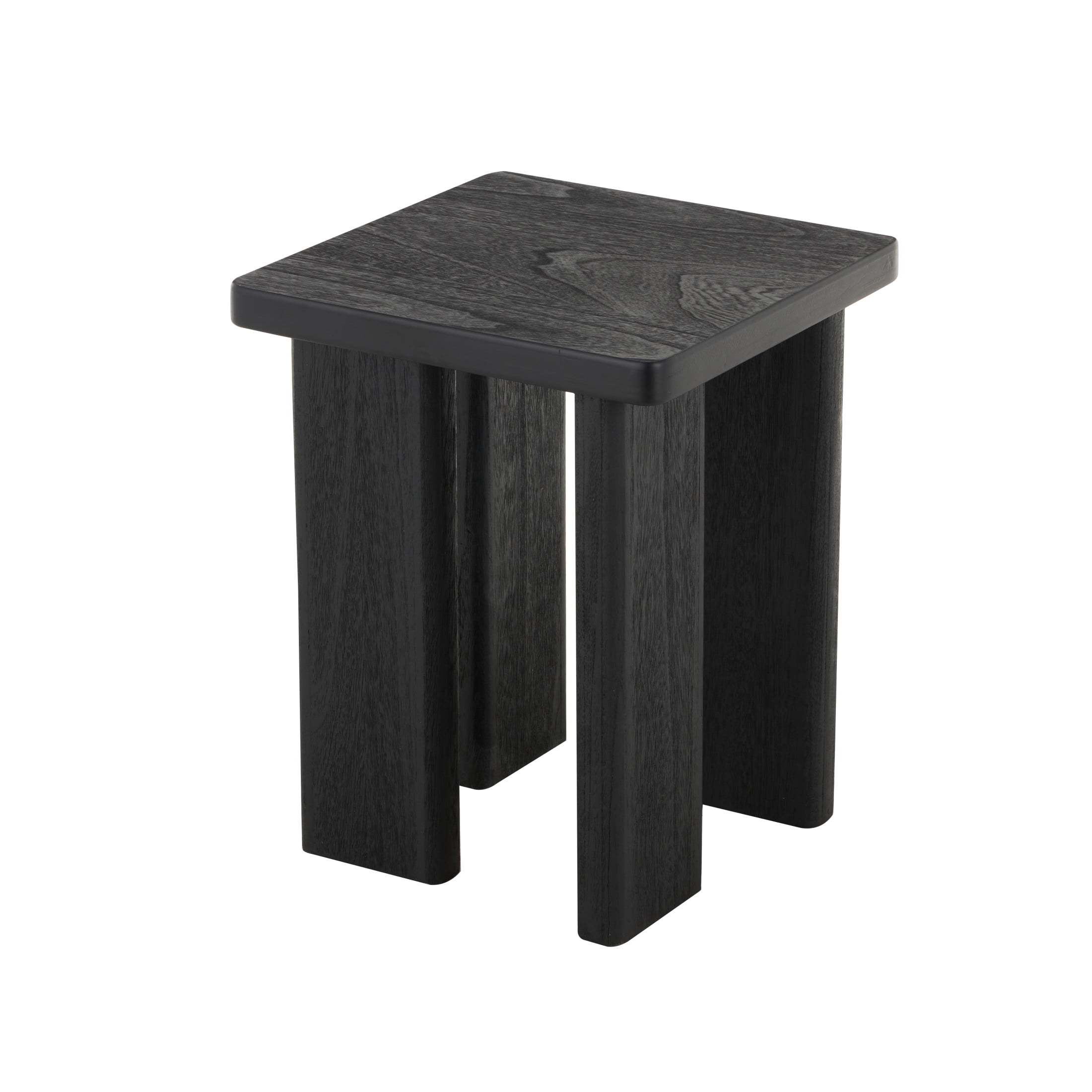 DecMode 16" x 20" Black Wood Handmade Accent Table with Square Tabletop, 1-Piece