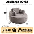 thumbnail image 2 of FFH 55" Corduroy Swivel Chair, Round Lounge Chair Accent Chair, Gray, 2 of 13