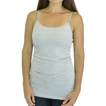 - Cami Camisole Adjustable Spaghetti Strap Tank Top for Women and Girls by Belle Donne - Heather Gray Medium