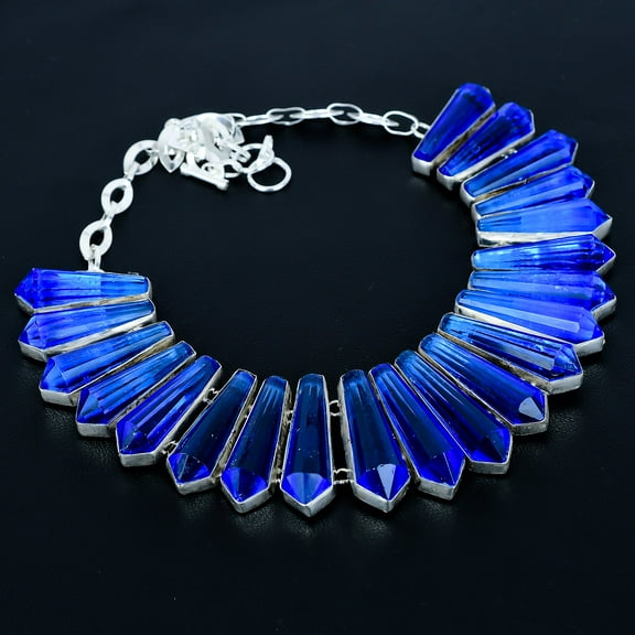 Tanzanite Quartz Pencil Gemstone 925 Sterling Silver Jewelry Necklace 18" VJ 231