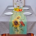 thumbnail image 4 of Table Runner Dresser Scarves 48 Inch Long, Farm Watercolor Sunflower Butterfly Linen Dining Table Runners Teal Yellow Gradient Art Tabletop Scarf for Wedding Holiday Party Kitchen, 4 of 7