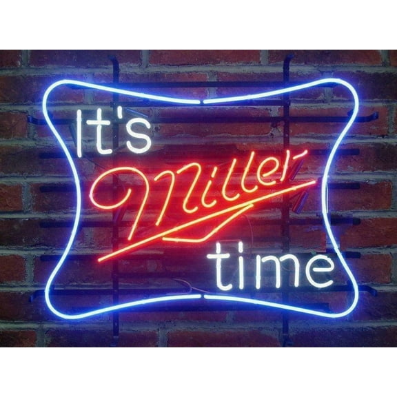 Queen Sense 20"x16" It's Millers Time Neon Sign Man Cave Handmade Neon Light 120IMT