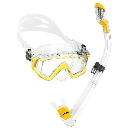 panoramic snorkel cressi dry mask clear wide yellow