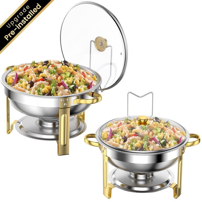 Tinana Round Chafing Dish Buffet Set 2-Pack Stainless Steel photo 1