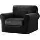 thumbnail image 2 of Subrtex Funda Sofá 2 Piezas Terciopelo Elástico con Funda de Cojín Separada (Negro, Sillón), 2 of 6