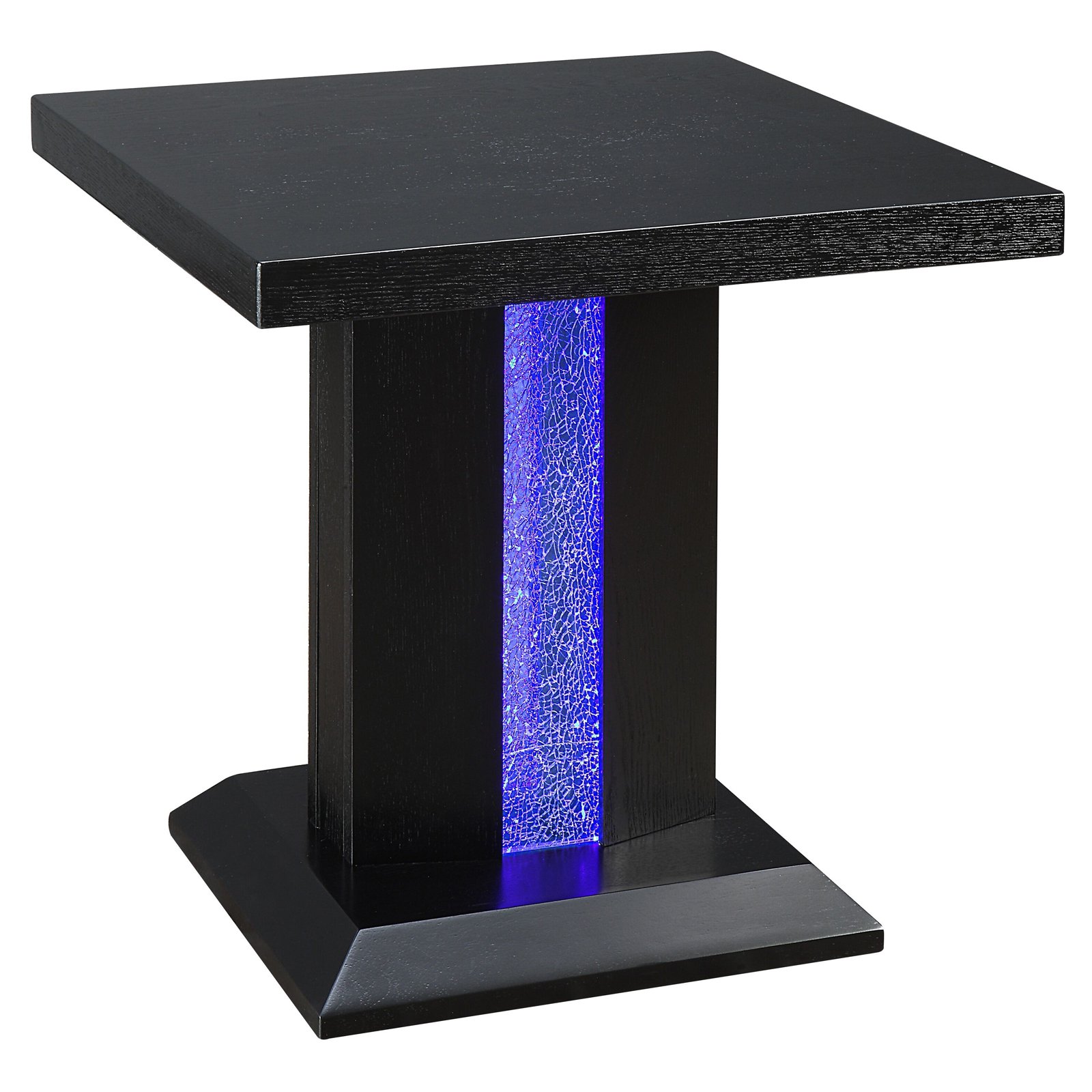 Acme Bernice End Table with Wooden Top in Black and LED