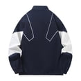 thumbnail image 3 of Iyufng Mens Stand Collar Reflective Line Color Block Track Jacket Full Zip Rib Cuff Vintage Street Windproof Athletic Coat, 3 of 8