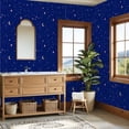 thumbnail image 4 of Galaxy Peel and Stick Wallpaper Starry Night Sky Crescent Moon Sparkling Stars Wall Mural 23.6in x 9.8ft Self Adhesive Removable Wall Paper Renter Friendly Wallpaper for Nursery Bedroom Cabinets, 4 of 8