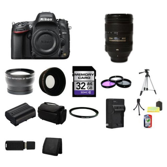 Nikon Cámara Réflex D610 24.3 MP CMOS Fx (Solo Cuerpo) + Lente Zoom Nikon AF-S NIKKOR 28-300mm f/3.5-5.6G ED VR Vers. Int. sin Garantía + Tarjeta 32GB + Kit Filtros + Más
