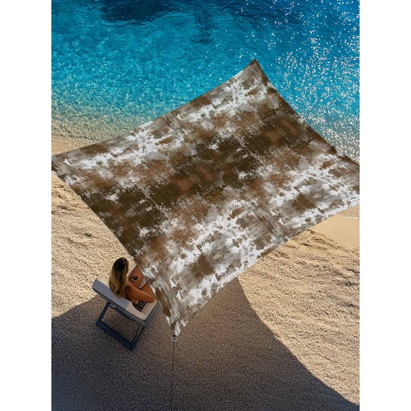 Vintage Brown Ocean Sun Shade Sail 12' x 16', Country Nautical Coastal Sea Starfish Shell Coral Rectangle Outdoor Sunshade Canopy, Waterproof UV Block Patio Covers for Garden Yard Beach