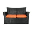 thumbnail image 4 of WestinTrends 4pc Outdoor Furniture Conversation Sofa Set with Loveseat, Cofee Table and Cushions, All Weather UV Resistant Rattan Wicker Patio Chairs, Black/Orange, 4 of 8