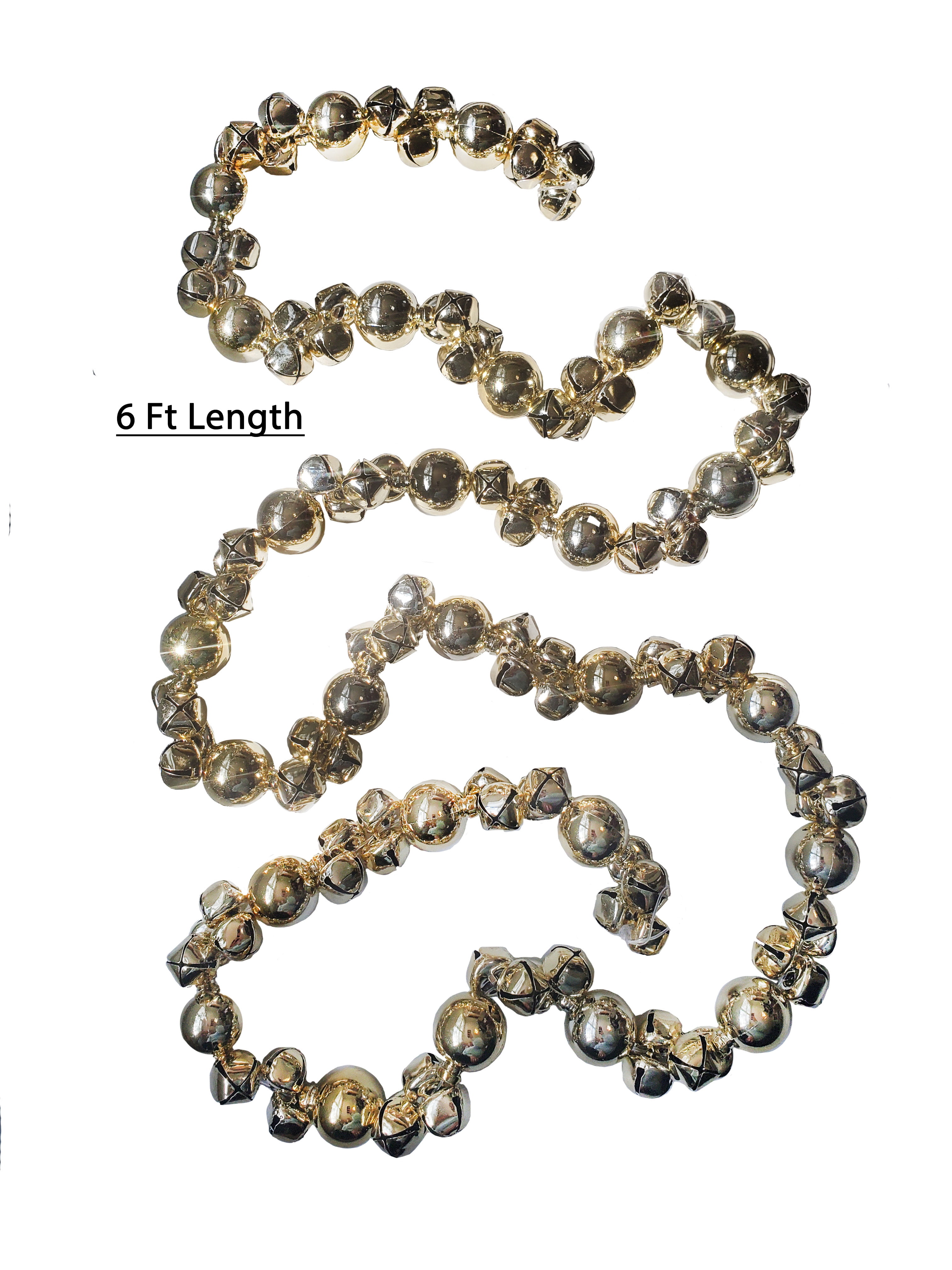 Guirlande de clochettes dorées Holiday Time de 6 pi avec perles décoratives 6ft Guirlande de clochettes or