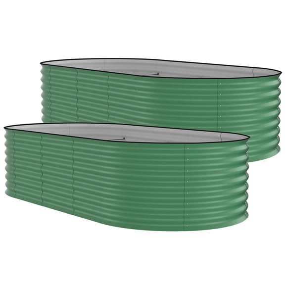 Macetero Elevado de Metal Galvanizado de 2.4 x 1.2 x 0.6 m - Jardinera Extra Profunda Resistente a la Oxidación para Exteriores - Montaje sin Herramientas con Barras de Soporte y Guantes