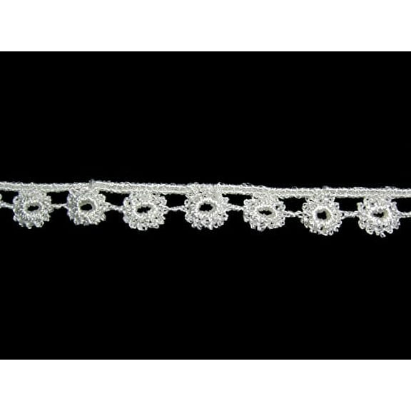 Altotux 0.5" Ivory Small Dainty Floral Circle Flower Venice Lace Trim By 4 Yards