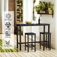 thumbnail image 6 of Gymax 3 Pieces Bar Table Set Counter Height Breakfast Bar Dining Table w/Stools Black, 6 of 10