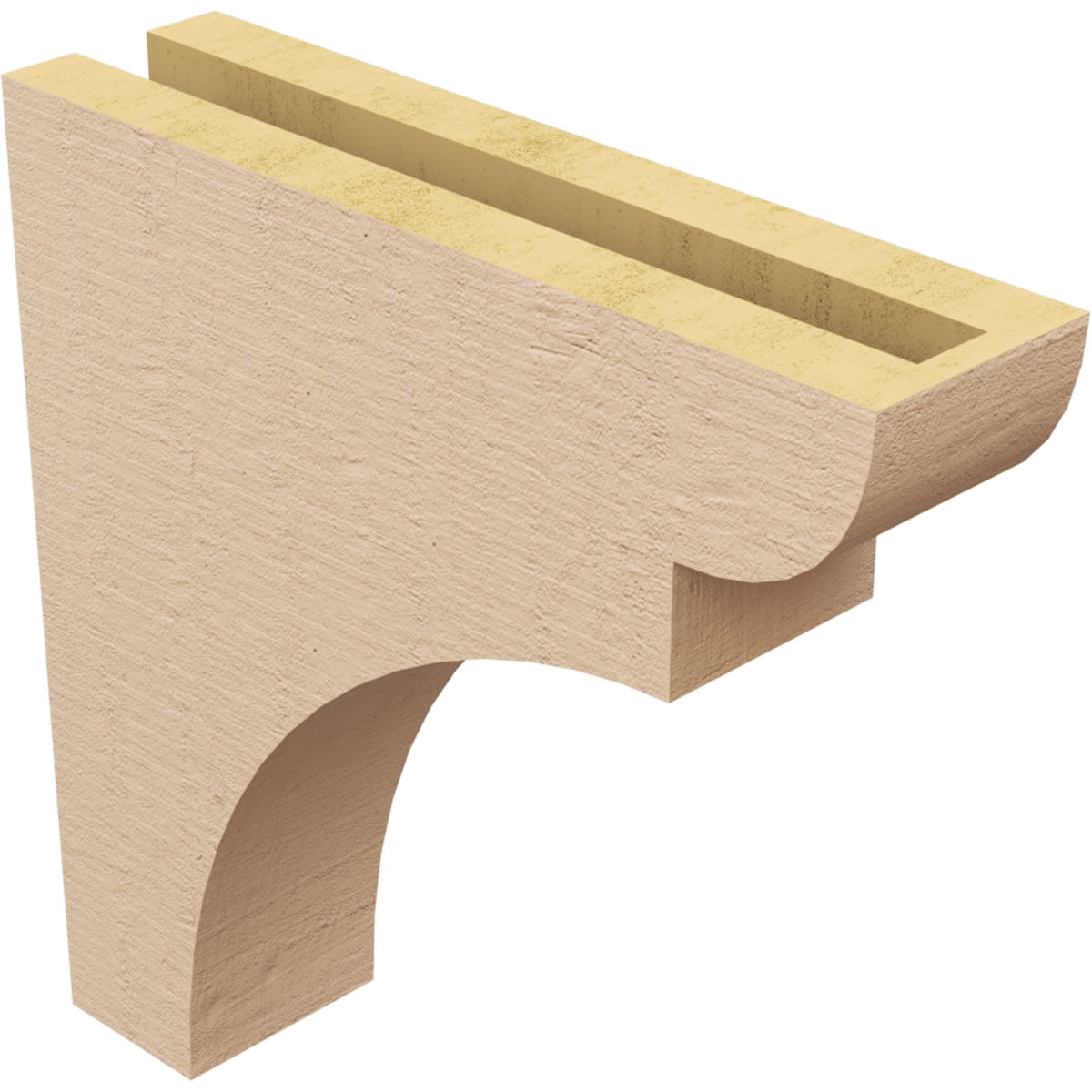 3"W x 12"D x 12"H Thin Yorktown Rough Cedar Woodgrain TimberThane Corbel, Primed Tan
