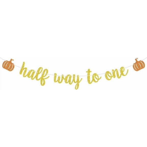 Half Way to One Banner, Fall Autumn 1/2 Way to One, Pumpkin 6 Months Birthday, Thanksgiving 6 Months Birthday Party Decorations