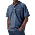 thumbnail image 2 of GUZOM Mens Polo Shirt, Soft Washed Relaxed Fit, Stretch Short Sleeve Casual Shirt with Pocket for Men, Big & Tall Sizes S-5XL, Navy,Size M, 2 of 6